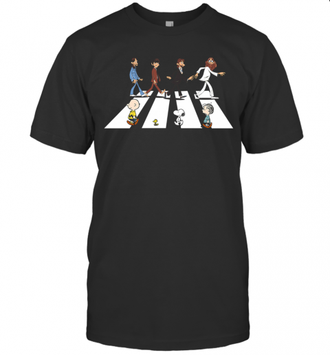 Abbey Road The Beatles And Peanuts Crosswalk T-Shirt