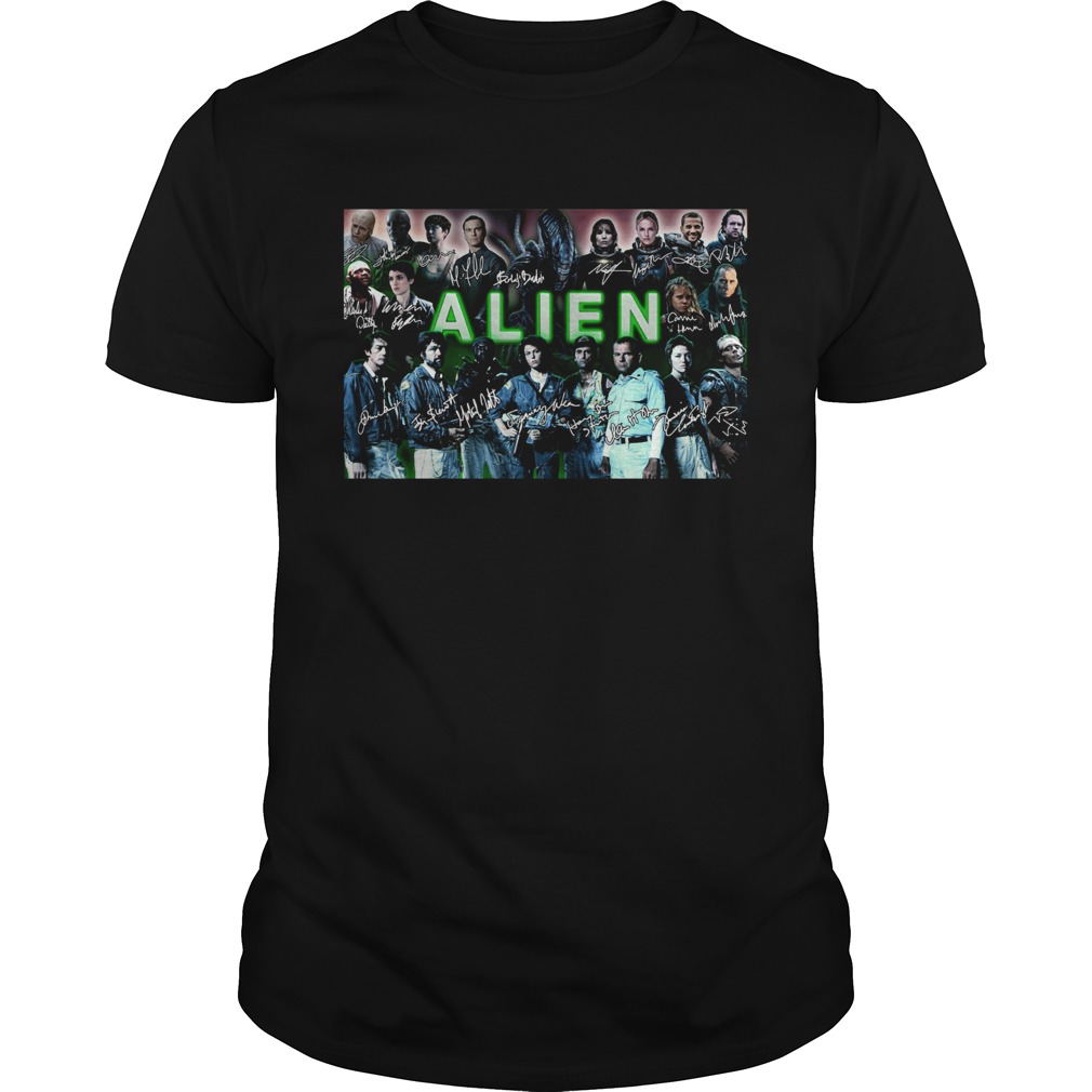 Alien movie characters signatures shirt