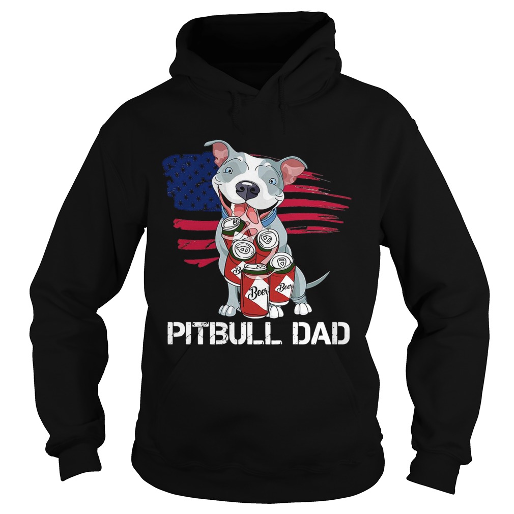 American Flag Pitbull Dad In Beer Father Day  Hoodie