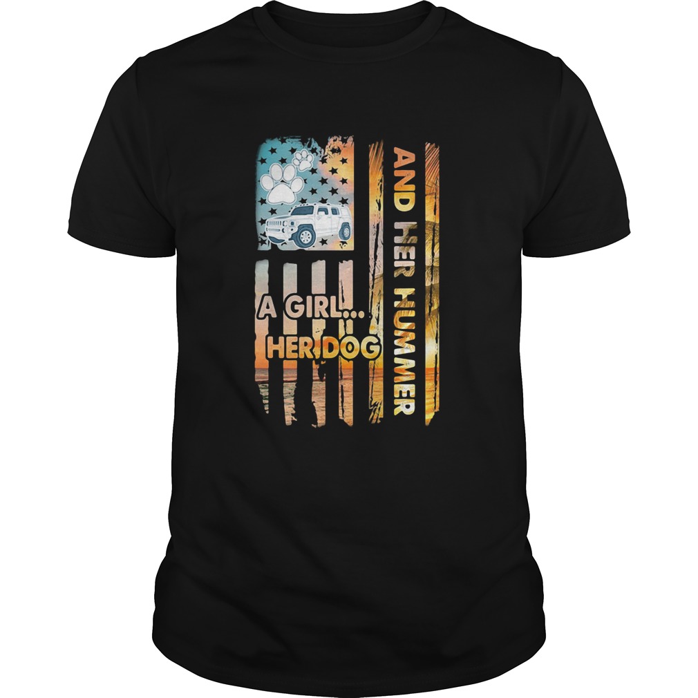 And her hummer a girl her dog car footprint American shirt