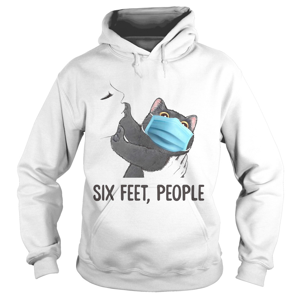 Black cat mask six feet people  Hoodie