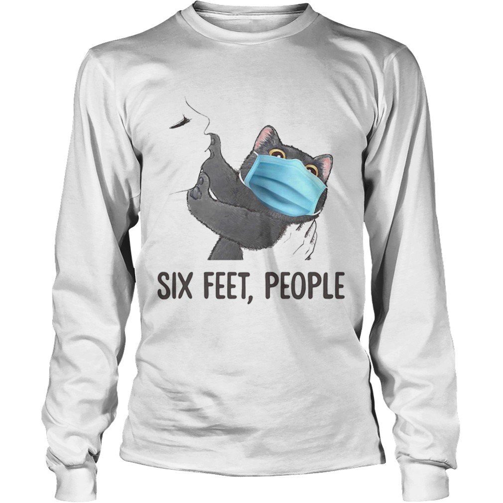 Black cat mask six feet people  Long Sleeve