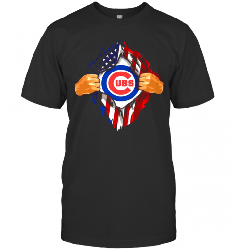 Blood Insides Chicago Cubs American Flag Independence Day T-Shirt