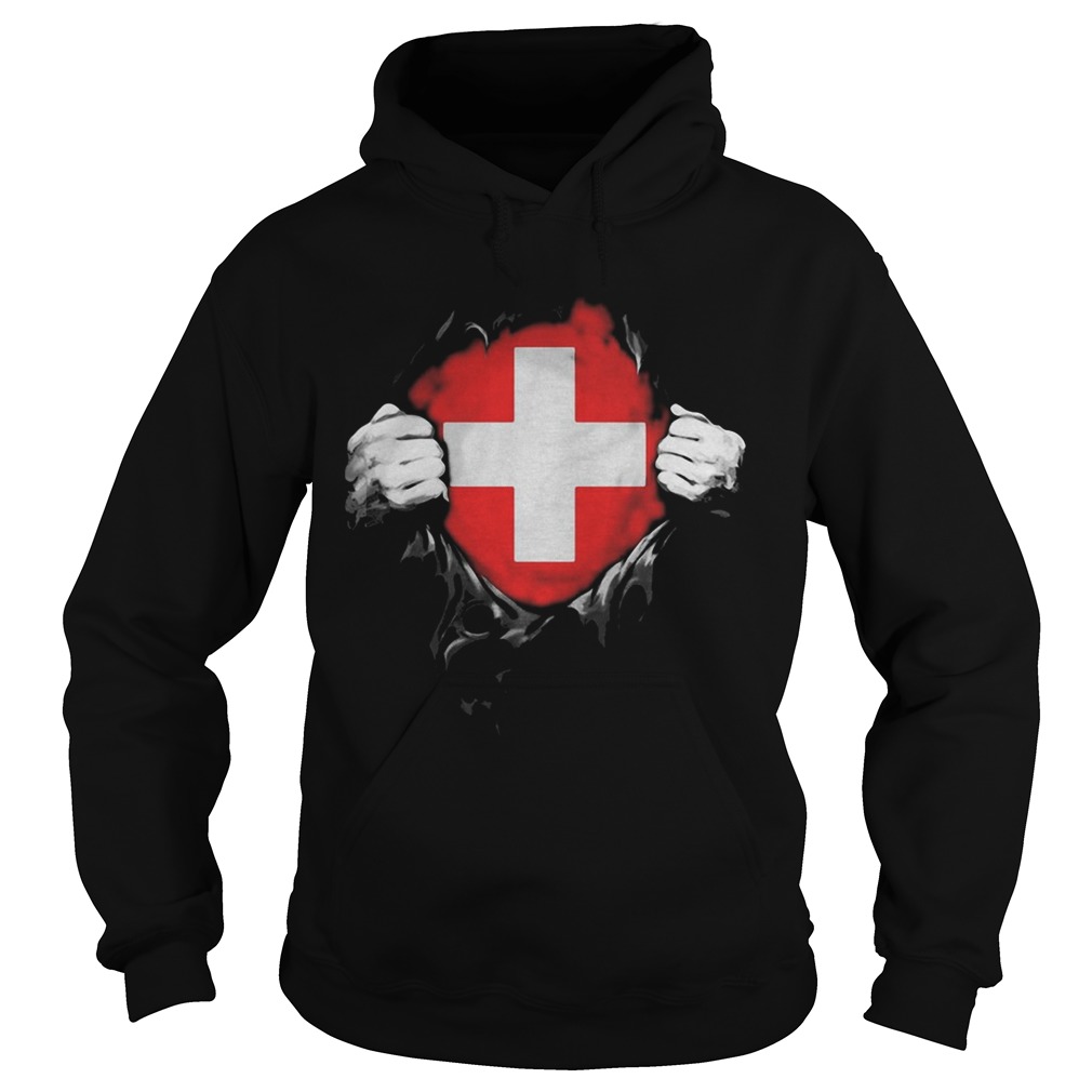 Blood insides switzerland flag  Hoodie