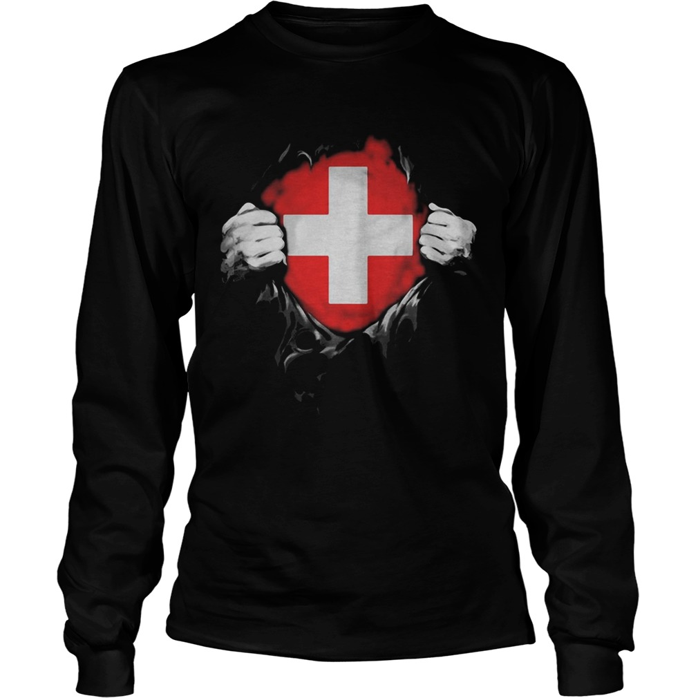 Blood insides switzerland flag  Long Sleeve