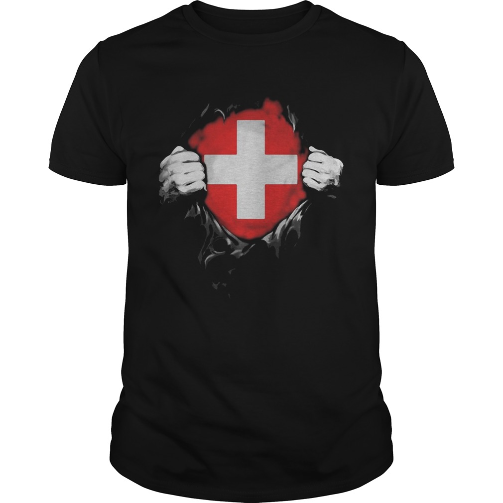 Blood insides switzerland flag shirt