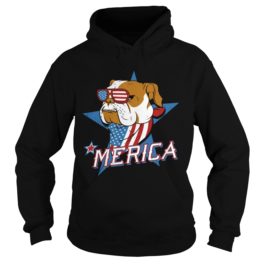 Bulldog merica american flag independence day  Hoodie