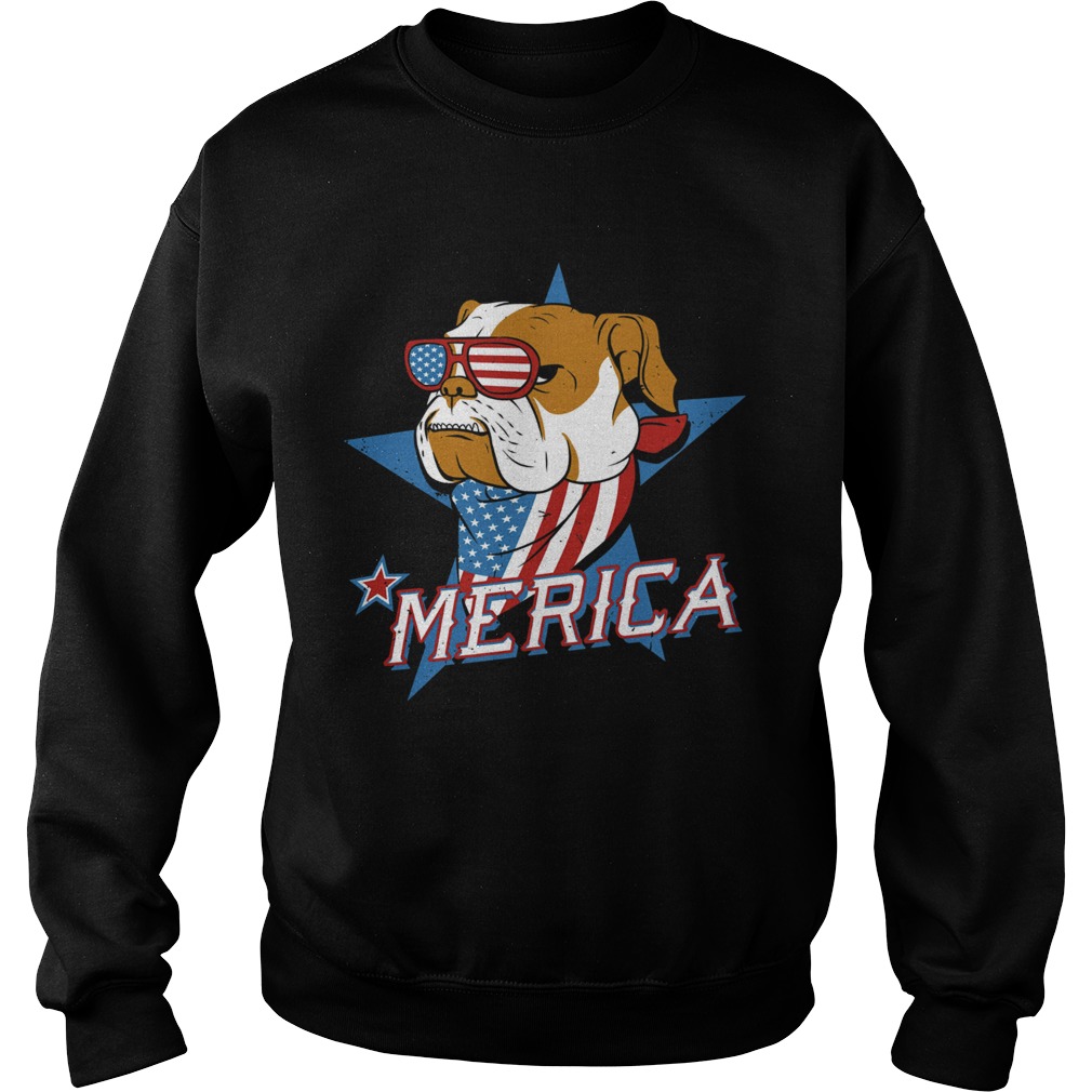 Bulldog merica american flag independence day  Sweatshirt