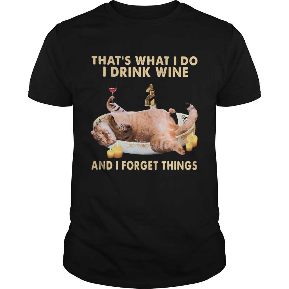 Cat thats what i do i drink wine and i forget things shirt