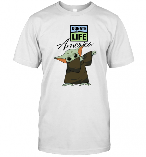 Dabbing Baby Yoda Mask Donate Life America Logo Coronavirus T-Shirt