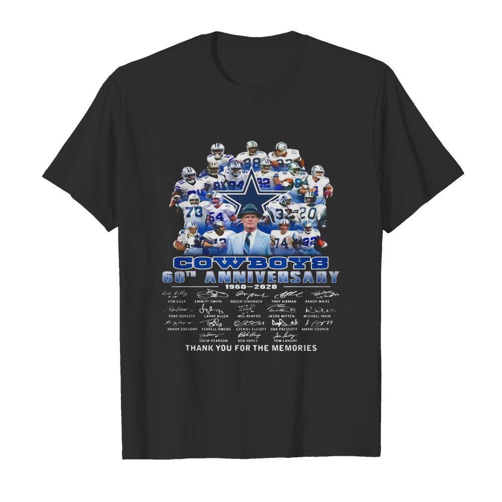 Dallas cowboys football team 60th anniversary 1960 2020 thank you for the memories signatures shirt