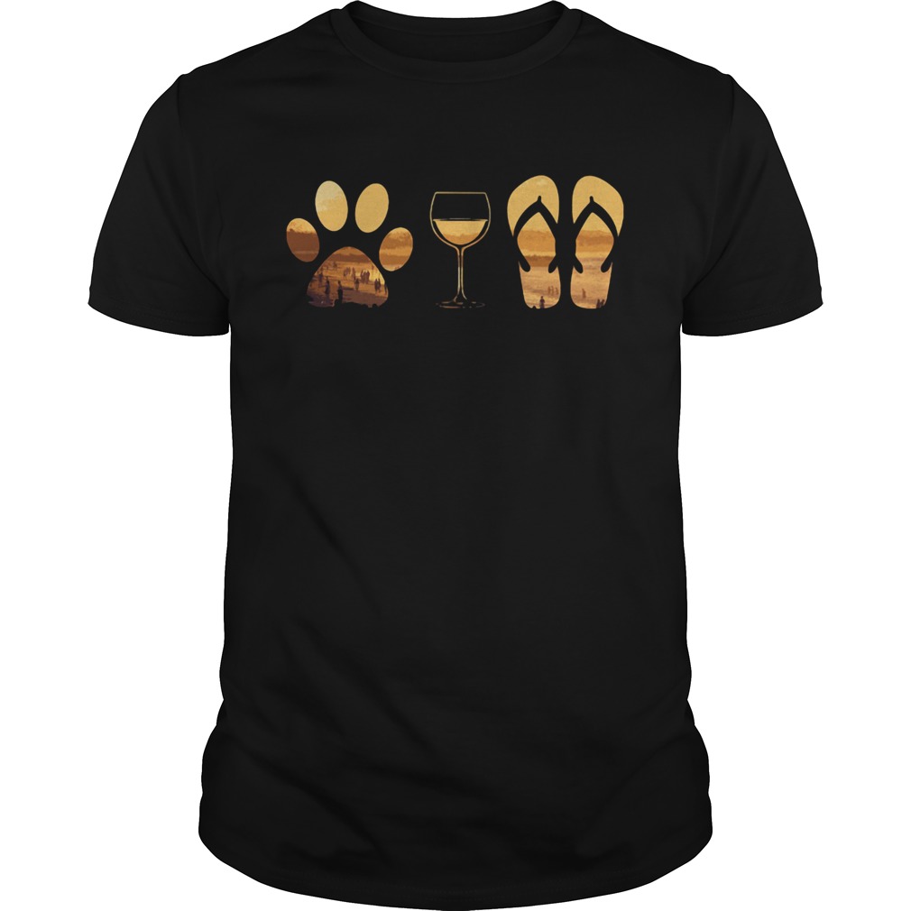 Dog paw wine flipflop classic shirt