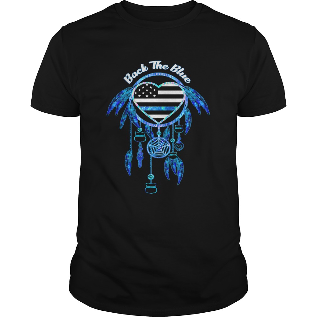 Dream catcher back the blue heart american flag independence day shirt