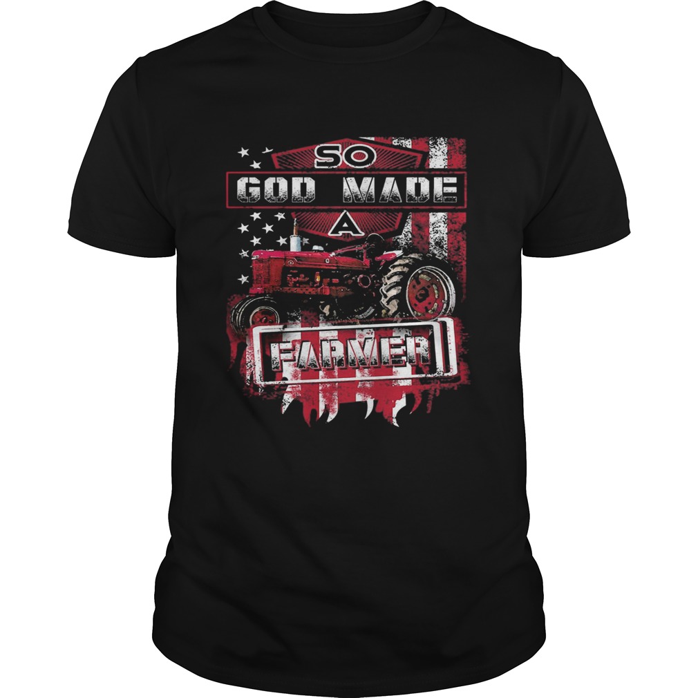 Farming tractor so god made farmer american flag independence day shirt