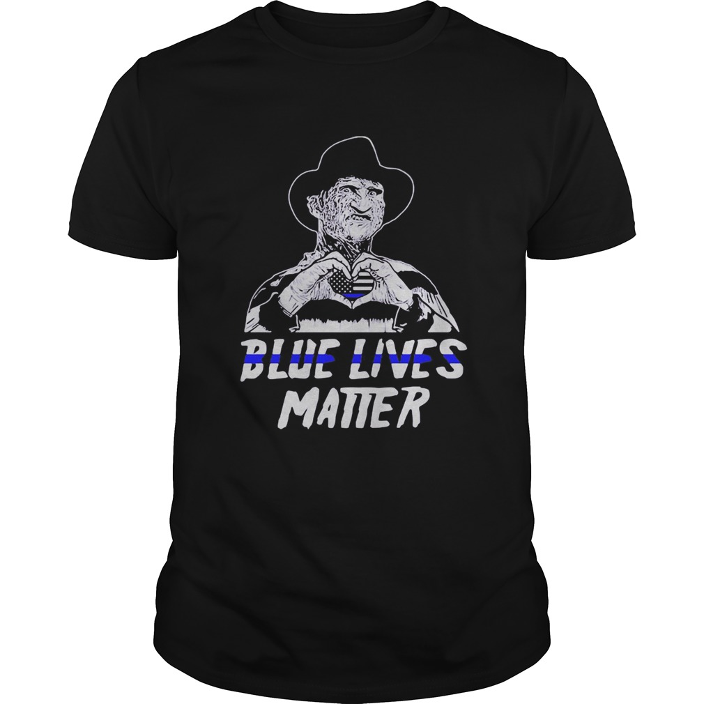 Freddy krueger blue lives matter heart american flag independence day shirt