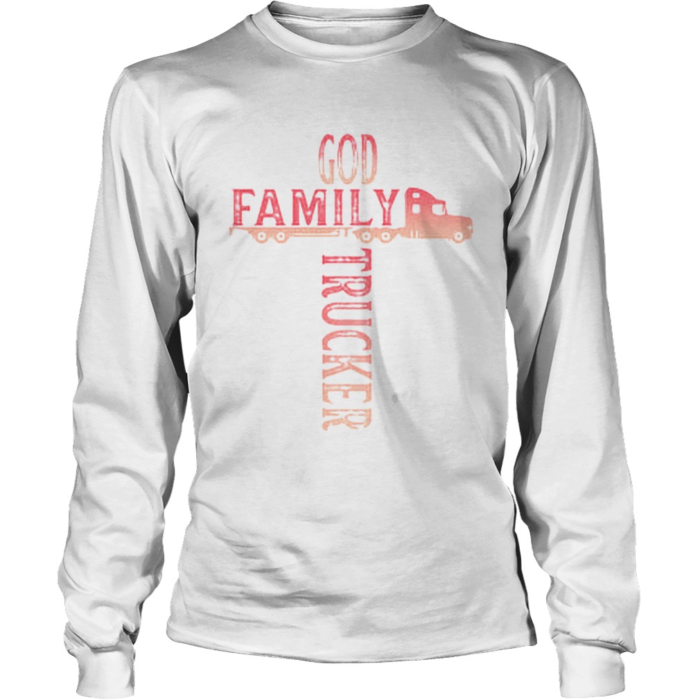 God family trucker cross light red  Long Sleeve