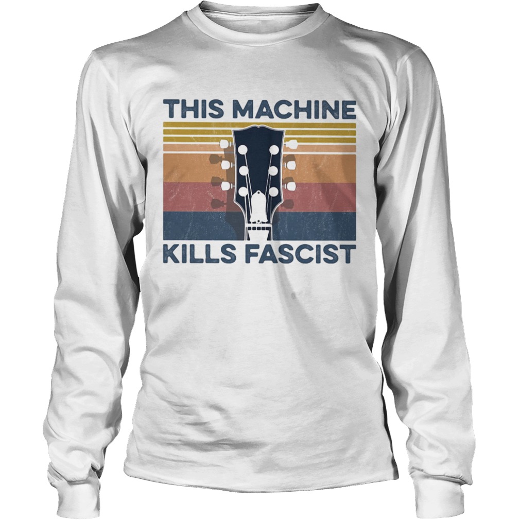 Guitar this machine kills fascists vintage retro  Long Sleeve