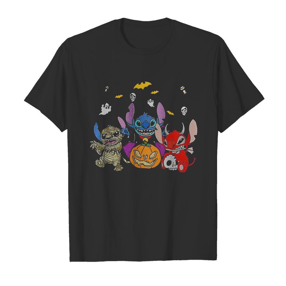 Halloween stitch bat and pumpkin shirt