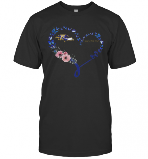 Heart Butterfly Love Baltimore Ravens T-Shirt Classic Men's T-shirt