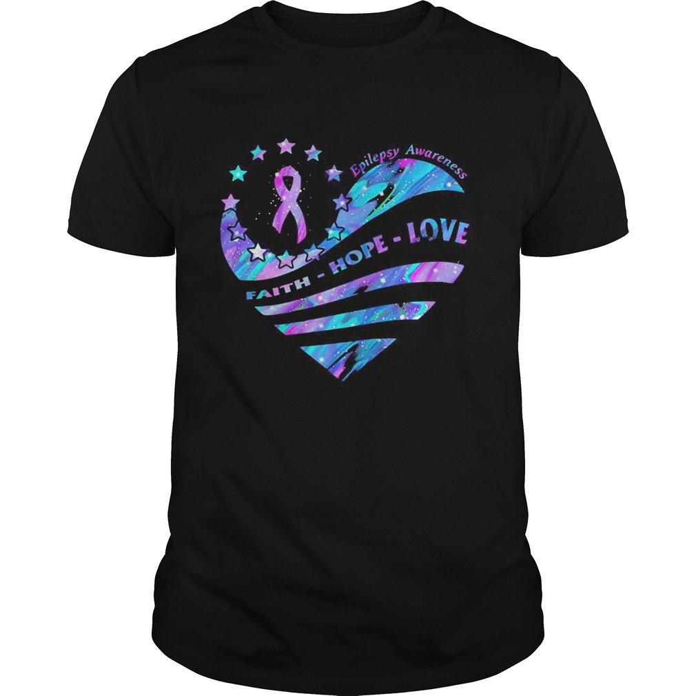 Heart cancer epilepsy awareness faith hope love shirt