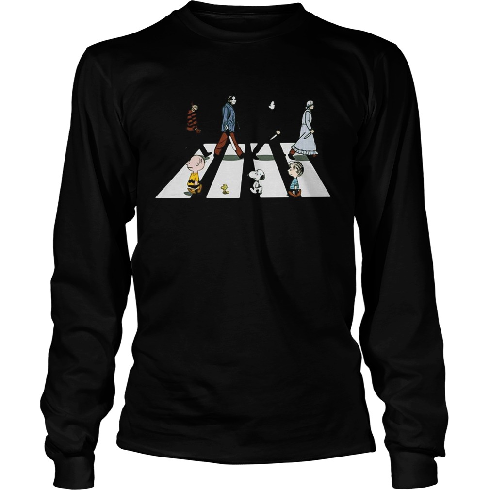 Horror characters and the peanuts abbey road  Long Sleeve