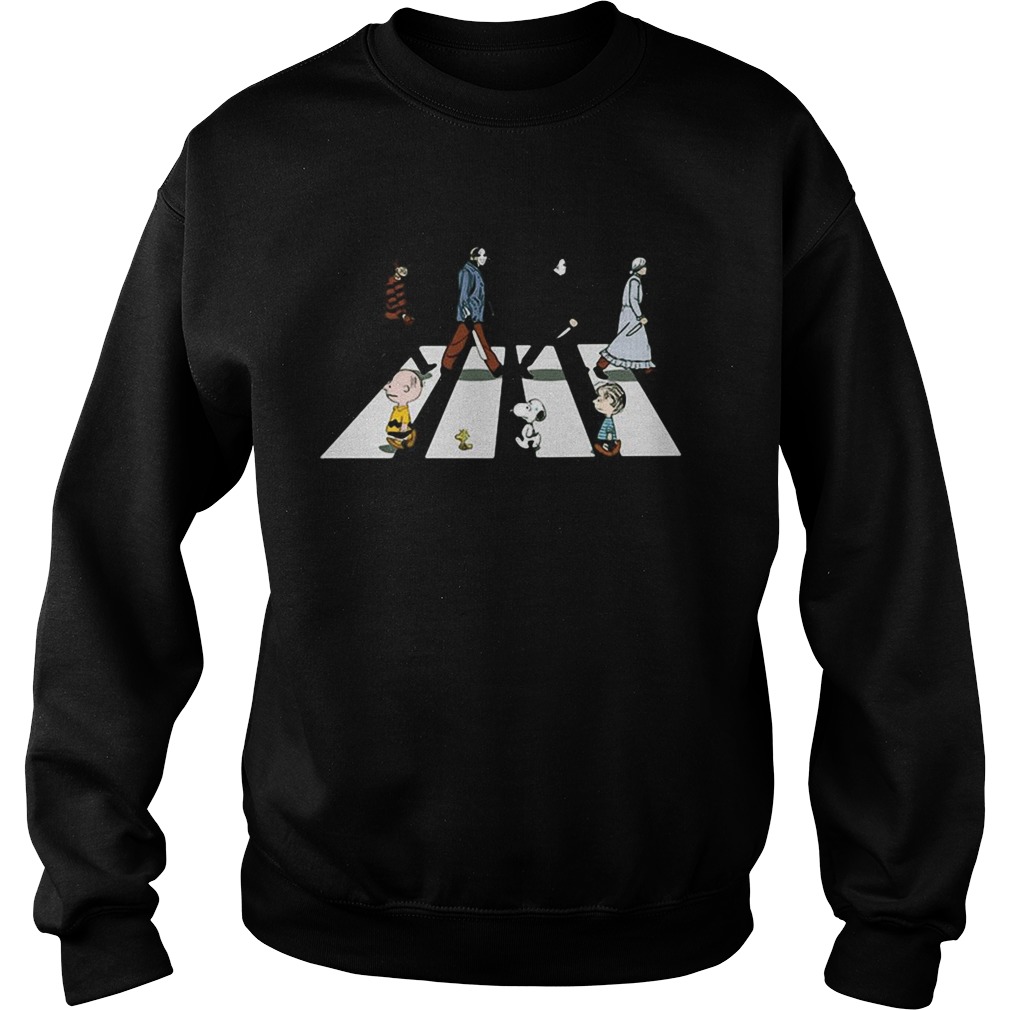 Horror characters and the peanuts abbey road  Sweatshirt