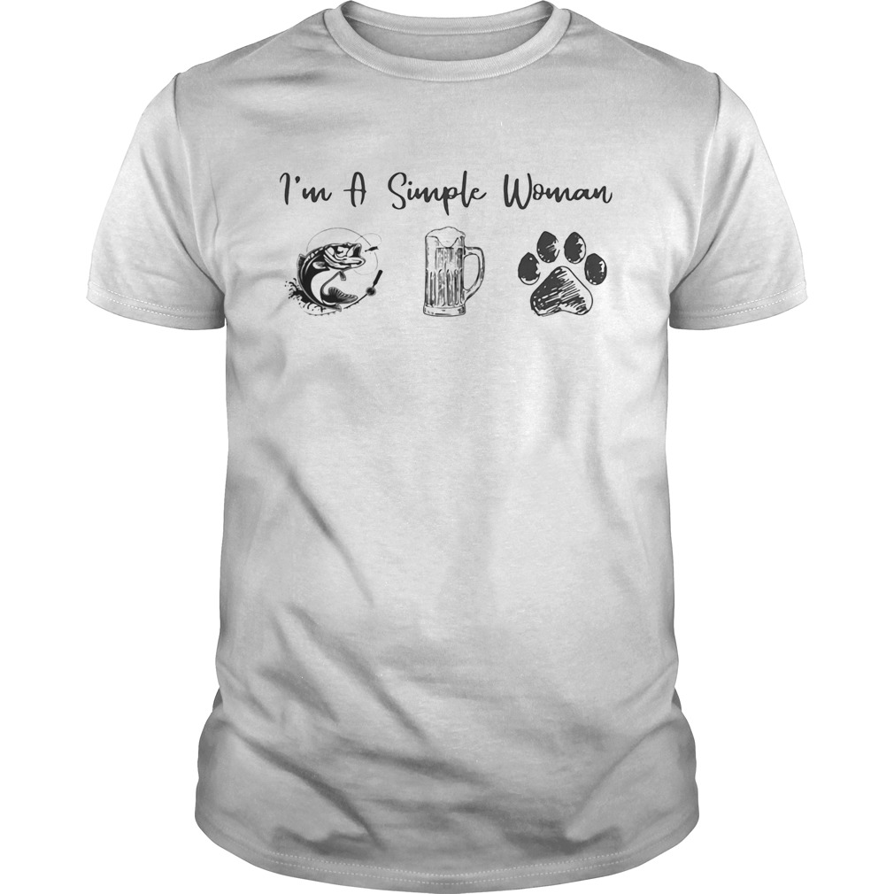 Im a simple woman Fishing Beer Dog shirt