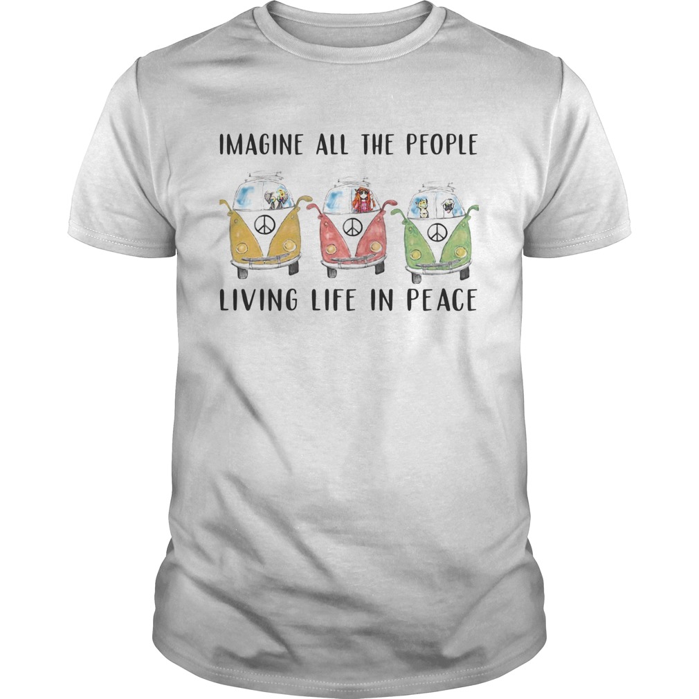 Imagine All The People Living Life In Peace Car Girl Sheep Deer Elephant shirt