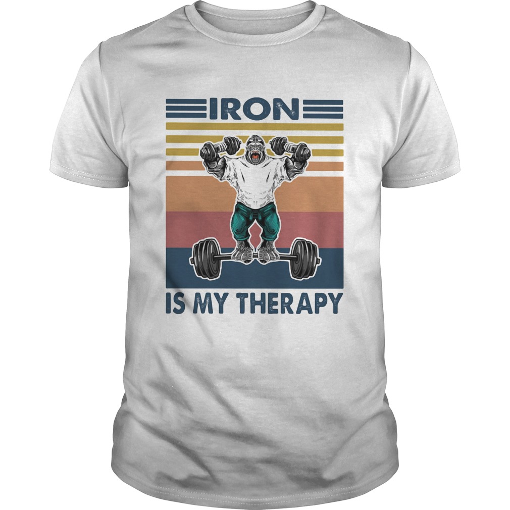 Iron Is My Therapy Weightlifting Vintage Retro shirt