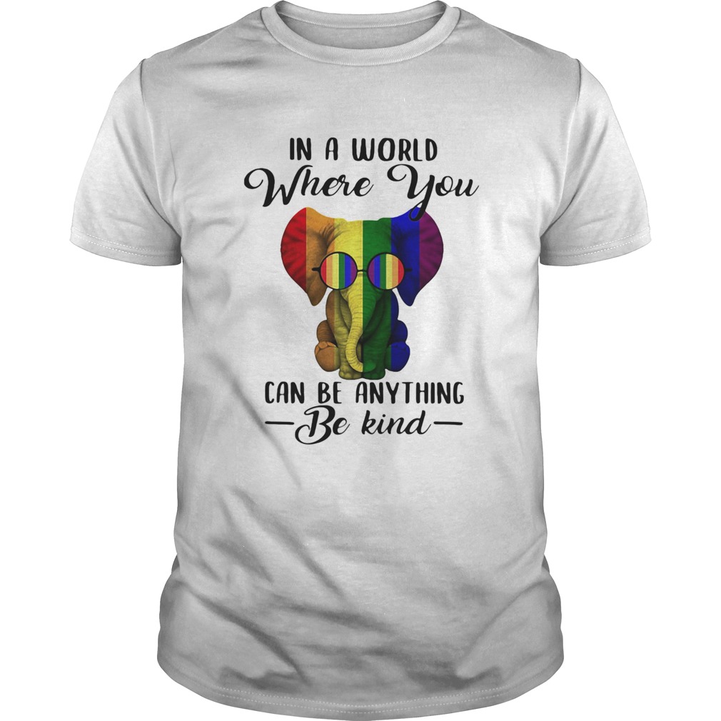 LGBT elephant in a world where you can be anything be kind shirt