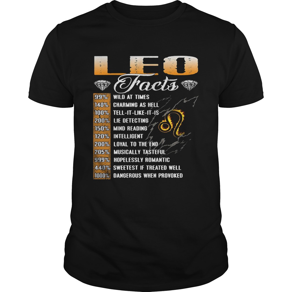 Leo Facts Wild At Times Charming As Hell Diamond shirt