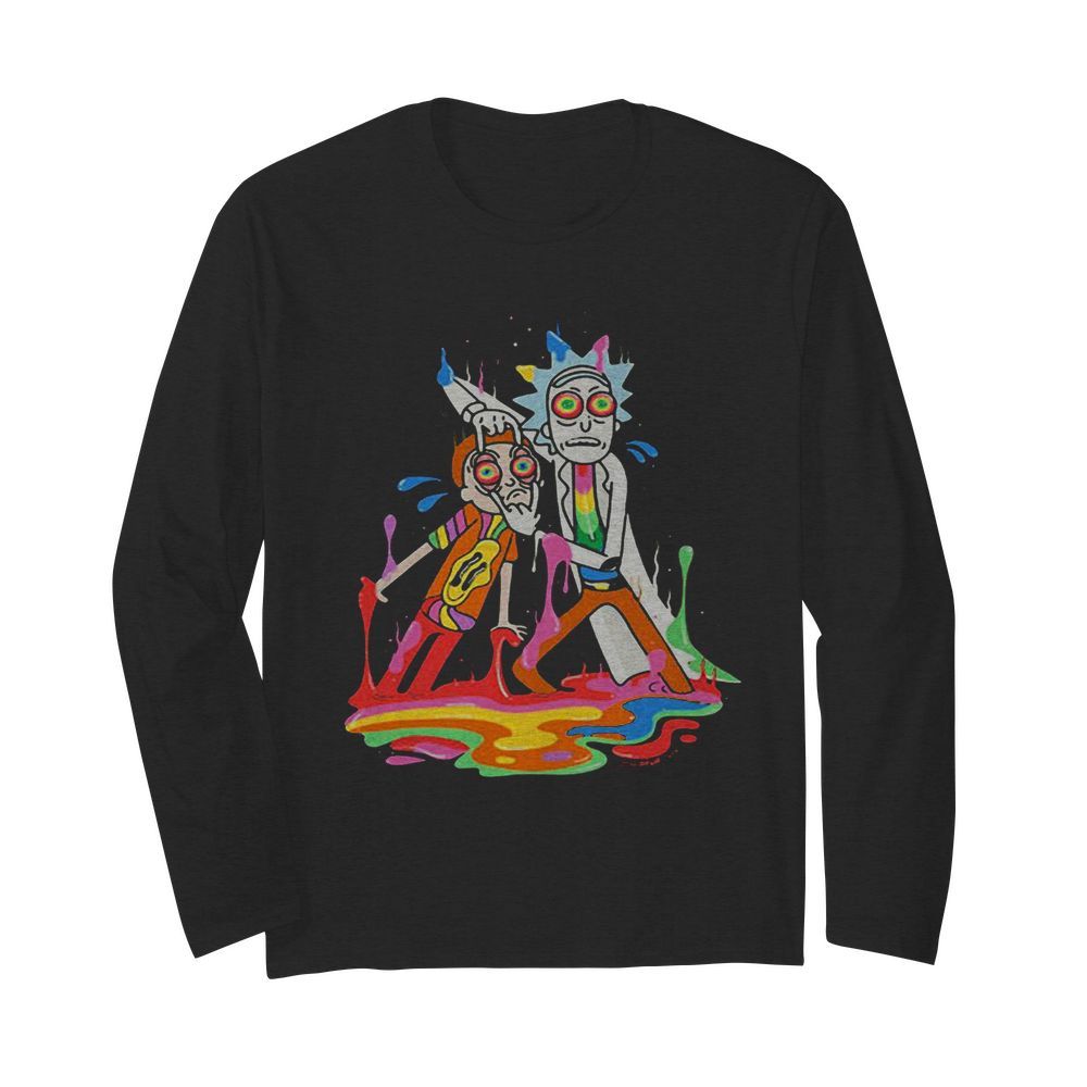 Lgbt rick and morty watercolor  Long Sleeved T-shirt 