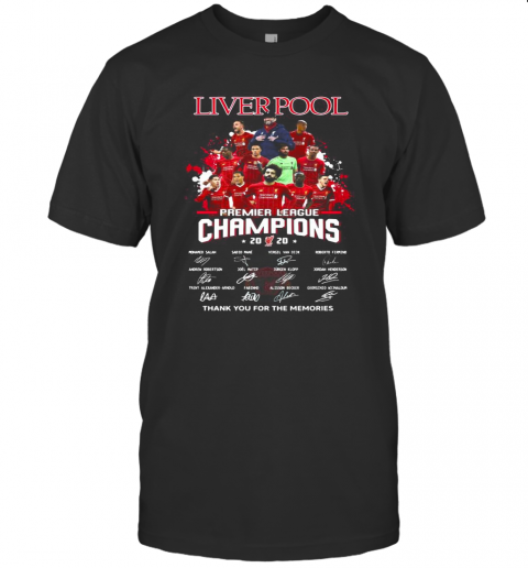 Liverpool Fc Premier League Champions 2020 Thank You For The Memories Signatures Stars T-Shirt