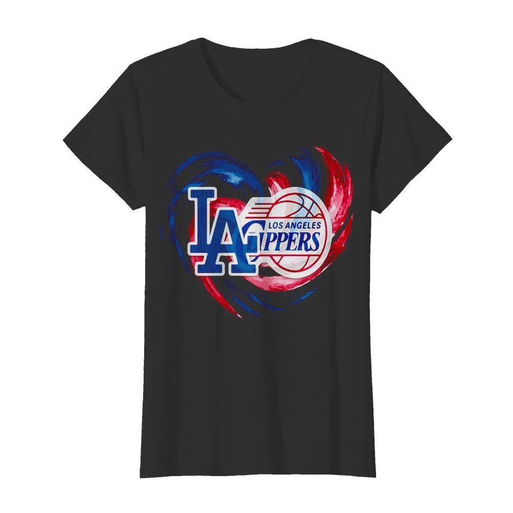 Los angeles dodgers and los angeles clippers heart color  Classic Women's T-shirt