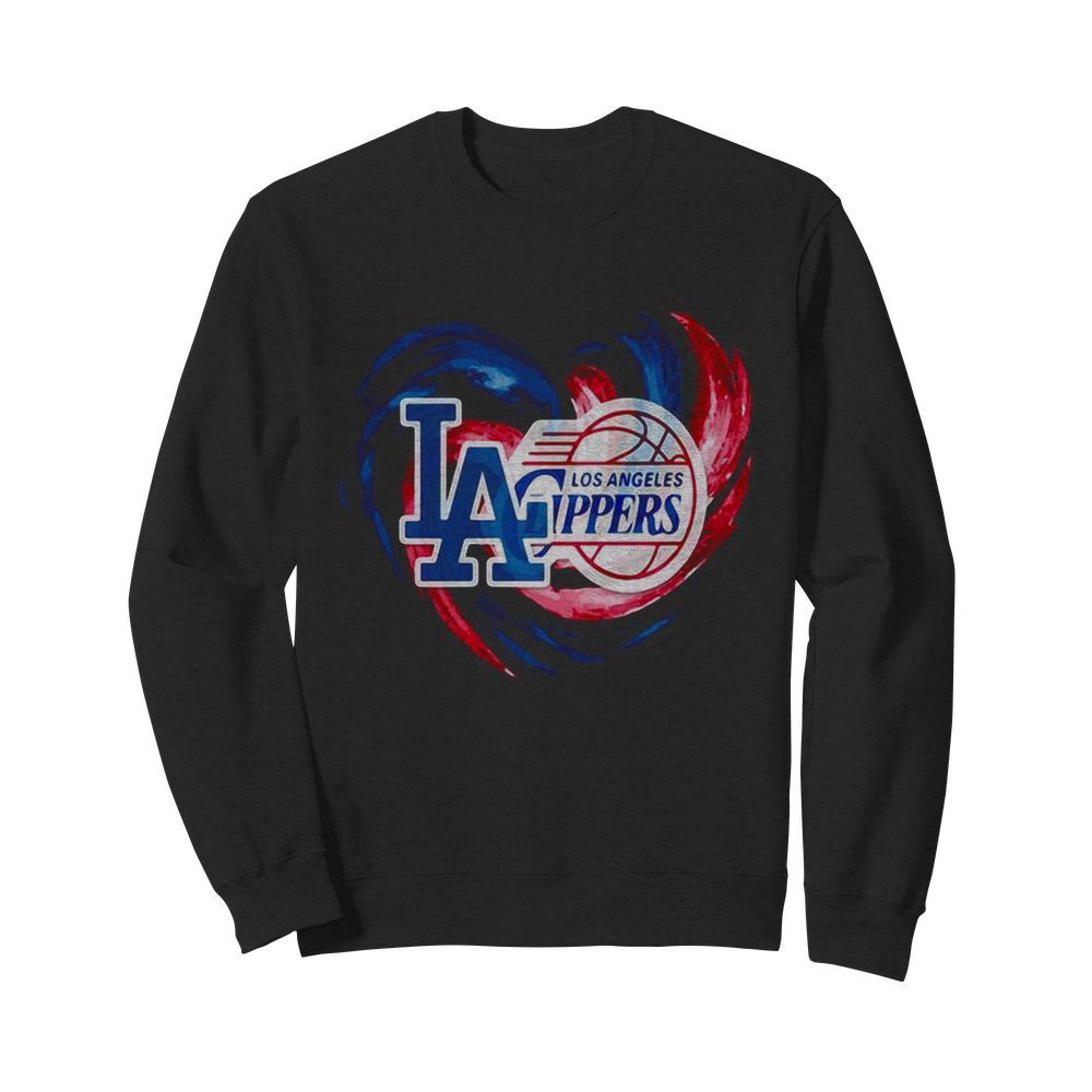 Los angeles dodgers and los angeles clippers heart color  Unisex Sweatshirt