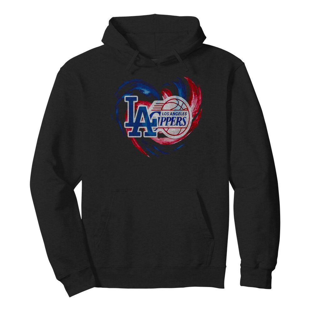 Los angeles dodgers and los angeles clippers heart color  Unisex Hoodie