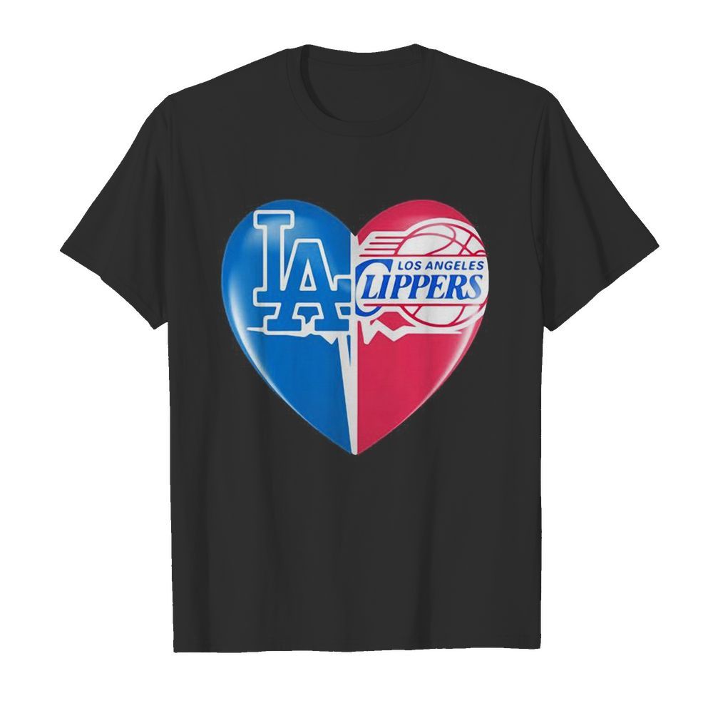 Los angeles dodgers and los angeles clippers heart shirt