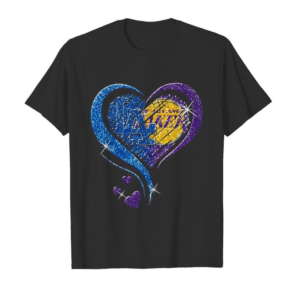 Los angeles raiders and los angeles lakers hearts diamond shirt