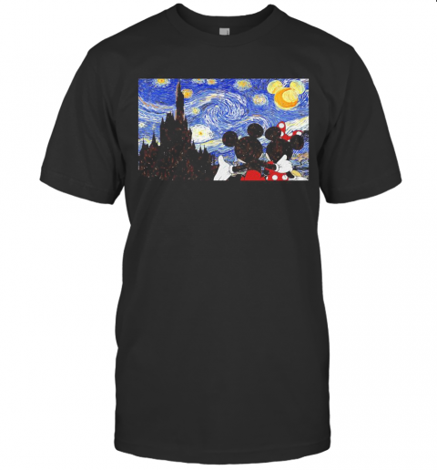 Mickey Minnie Mouse Starry Night Van Gogh T-Shirt