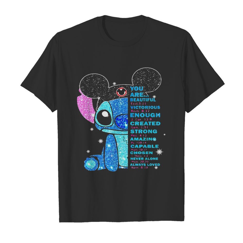 Mickey mouse stitch you are beautiful victorious enough created strong amazing capable chosen never alone  Classic Men's T-shirt