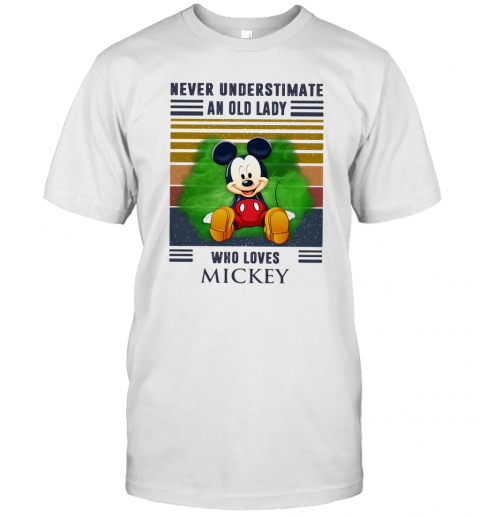 Never Underestimate An Old Lady Who Loves Mickey Vintage Retro T-Shirt