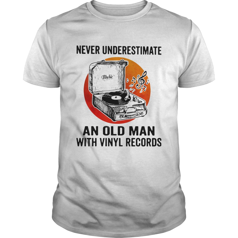 Never underestimate an old man with vinyl records moonblood shirt