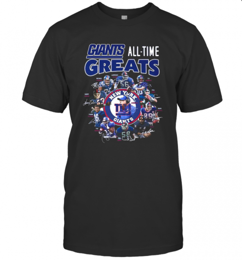 New York Giants Football All Time Greats Players Signatures T-Shirt