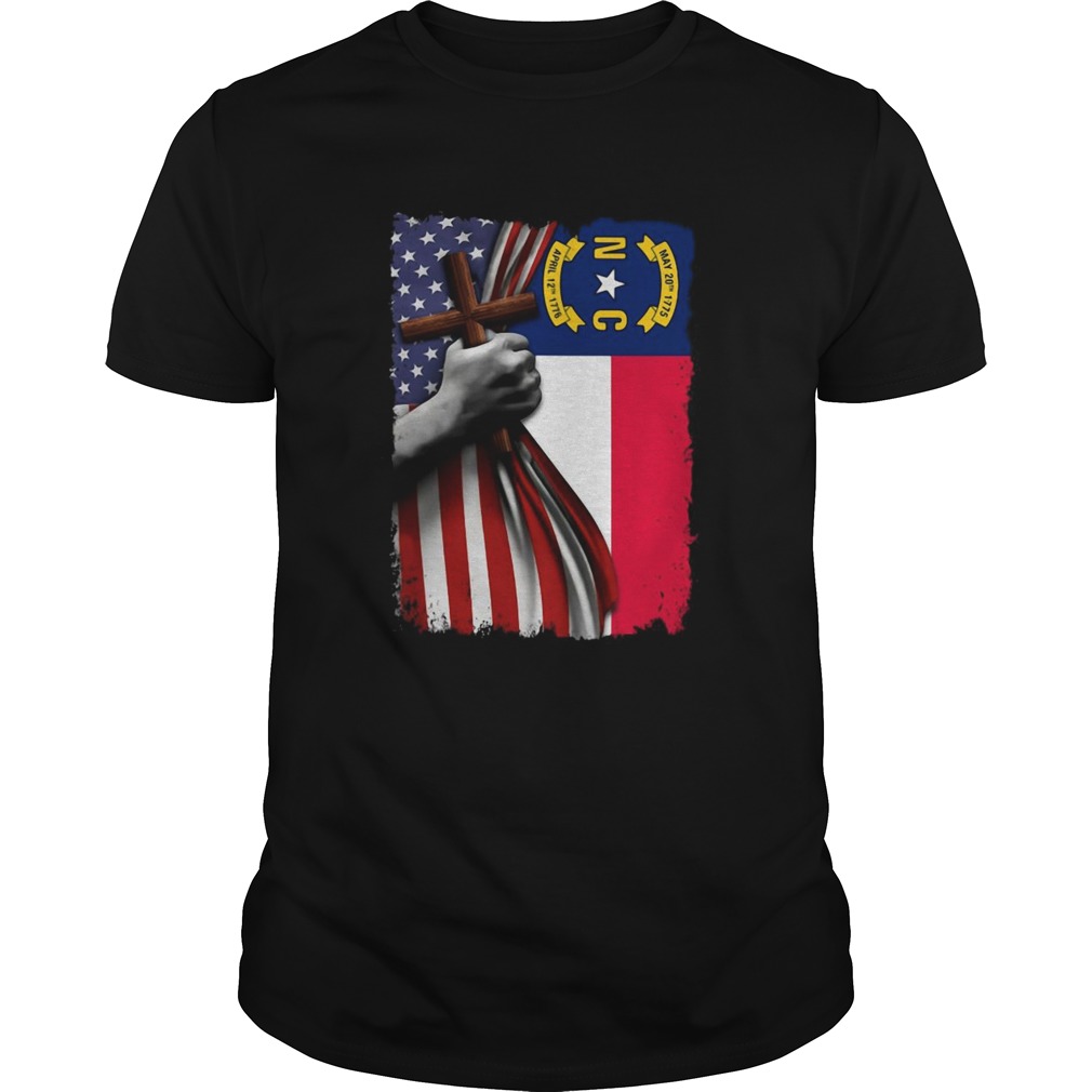 North carolina american flag cross happy independence day shirt