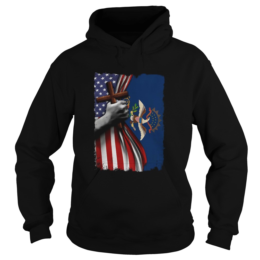 North dakota american flag cross happy independence day  Hoodie