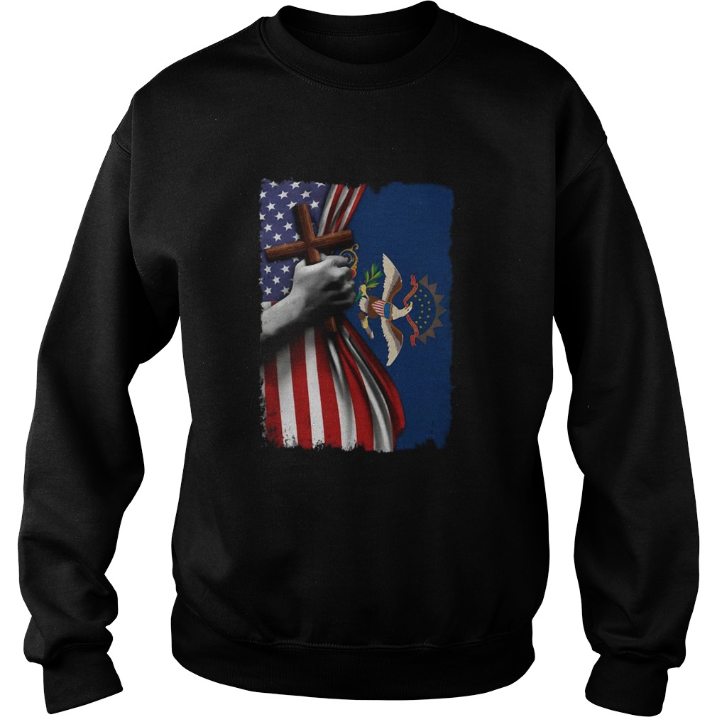 North dakota american flag cross happy independence day  Sweatshirt