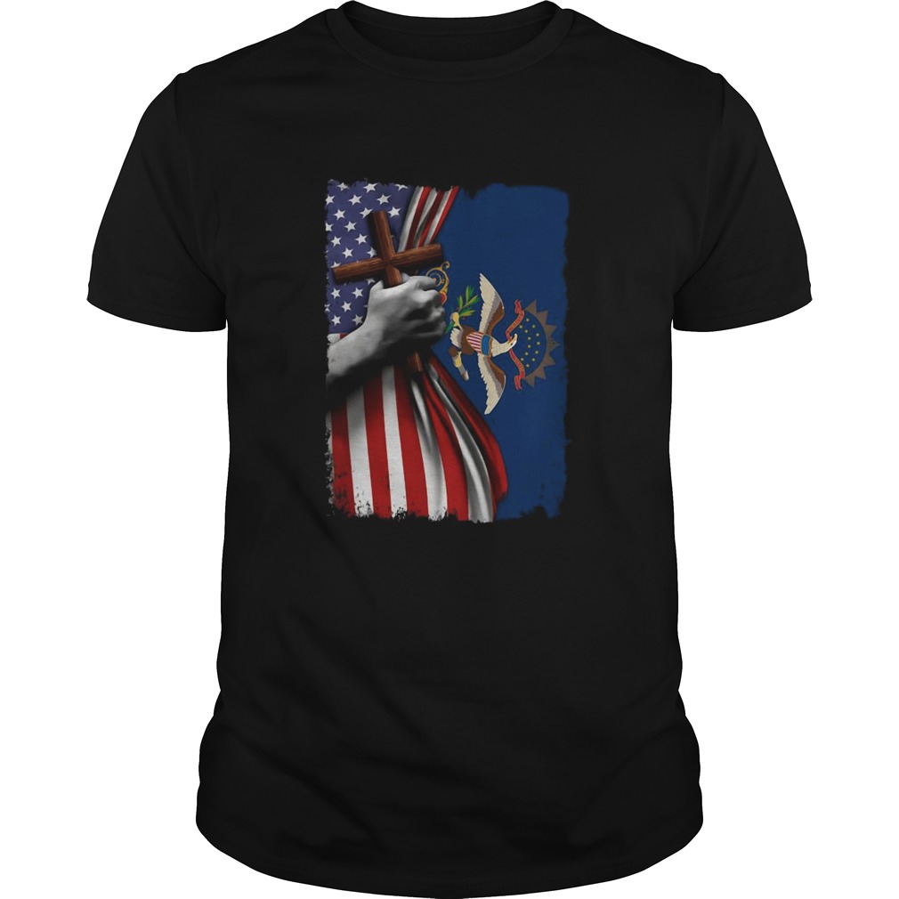 North dakota american flag cross happy independence day  Unisex