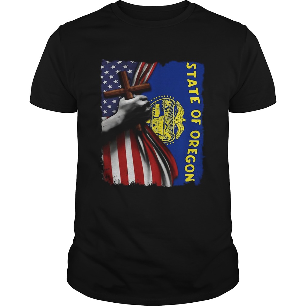 Oregon american flag cross happy independence day shirt