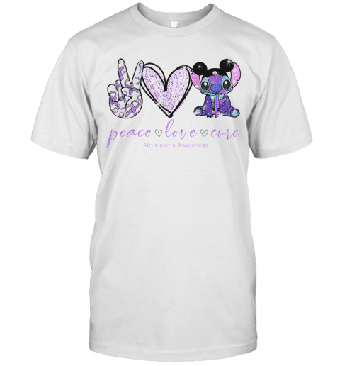 Peace Love Stitch Alzheimer Awareness T-Shirt