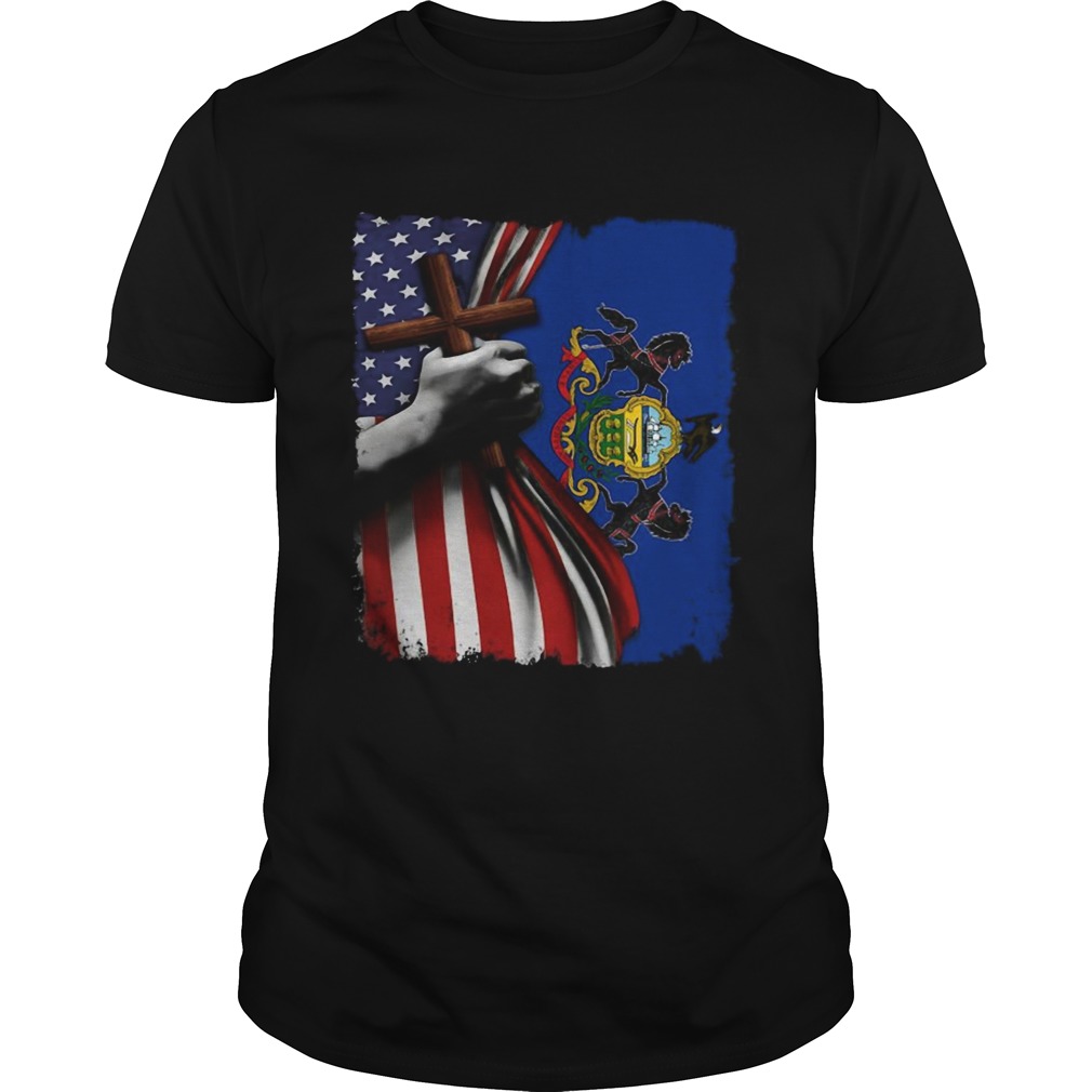 Pennsylvania american flag cross happy independence day shirt